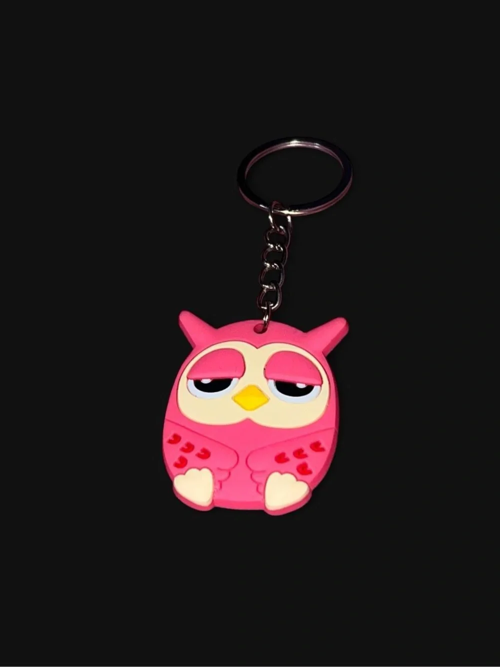 Pink Owl Silicone Keychain